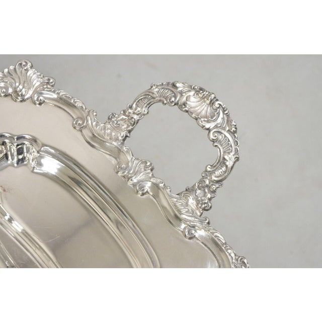 Vintage Victorian Silver Plated Twin Handle Meat Cutlery Serving Platter Tray For Sale - Image 12 of 12