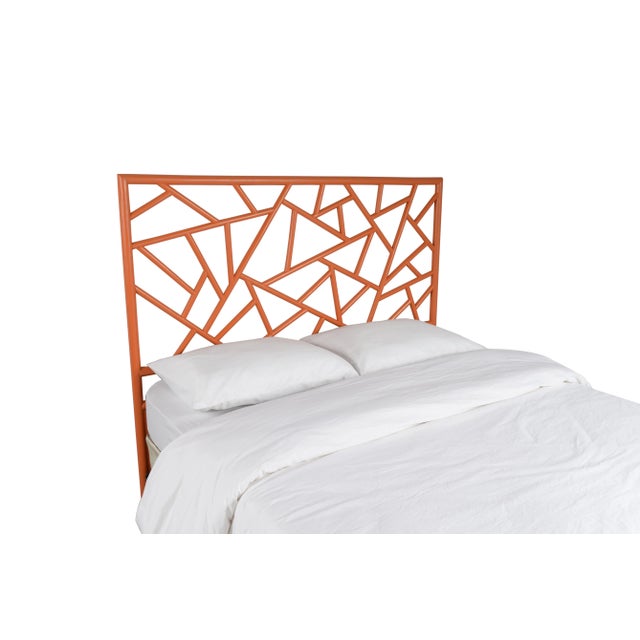This headboard features classic Rattan design in a geometric pattern. Constructed of solid rattan and hand bound with...