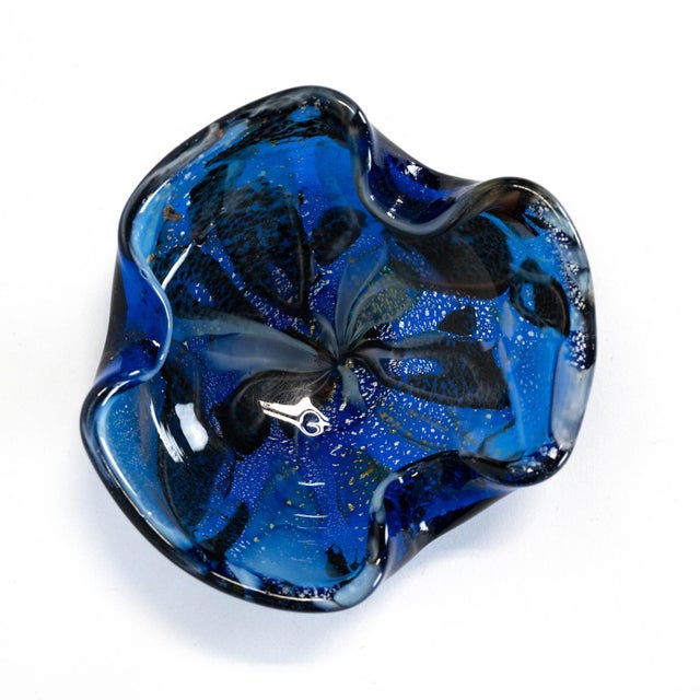 1960s Italian Murano Style Art Glass Blue Bowl / Ashtray For Sale - Image 9 of 9