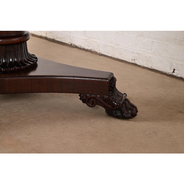 Kindel Furniture Neoclassical Banded Oak Pedestal Center Table or Breakfast Table For Sale - Image 9 of 11