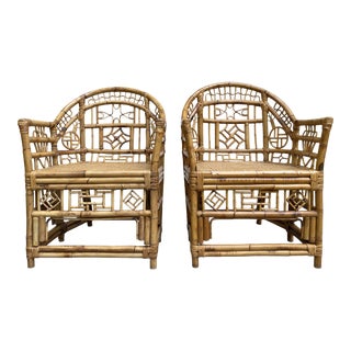 Bamboo Chinese Chippendale Chairs, a Pair For Sale