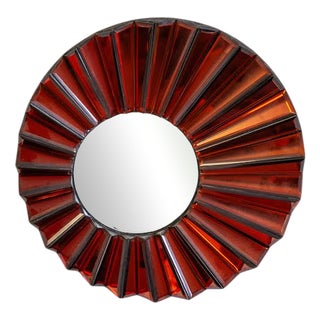 Mirror with Red Glass Frame For Sale