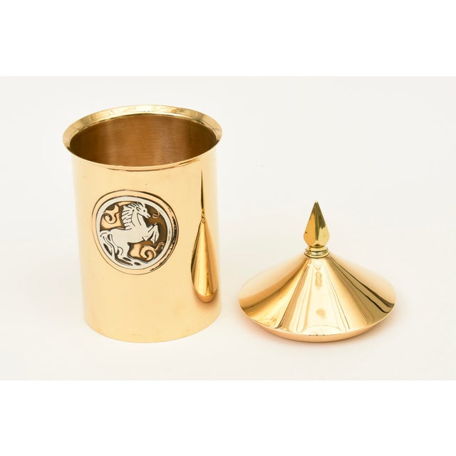 Mid-Century Modern Vintage Bronze and Sterling Silver Horse Medallion Box by Silver Crest, 1950's For Sale - Image 3 of 11