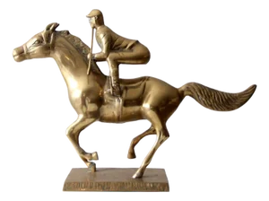 Vintage Brass Horse and Jockey Sculpture