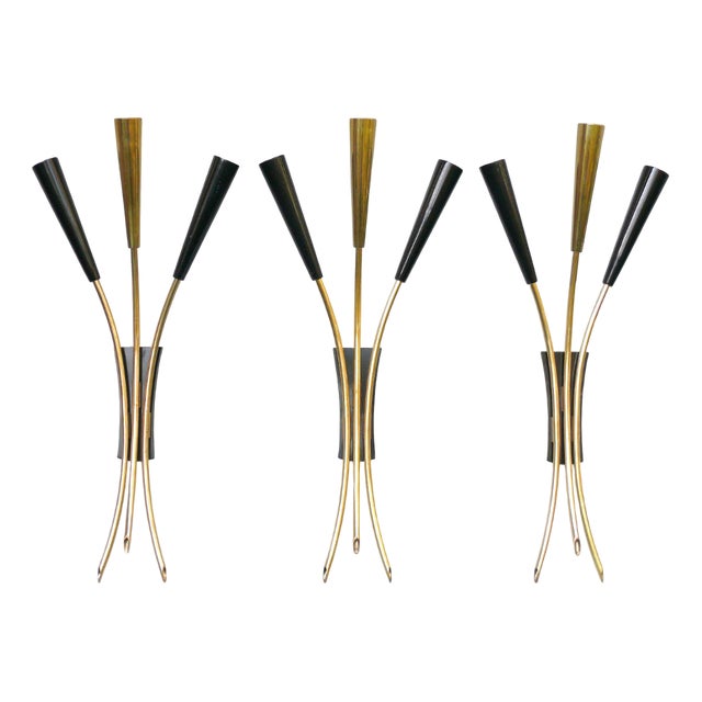 Wall Lights in the style of Stilnovo, 1950s, Set of 3 For Sale