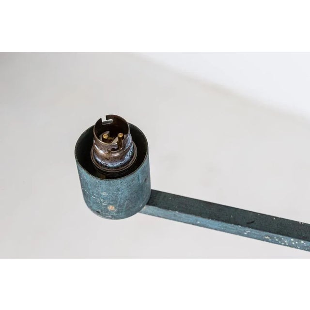 Paris Theatre Verdigris 4-Arm Chandelier in Brass For Sale - Image 10 of 12