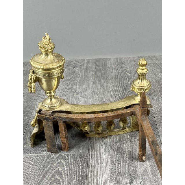Metal 20th Century Louis XVI Style Gilt Bronze Andirons, Set of 2 For Sale - Image 7 of 9