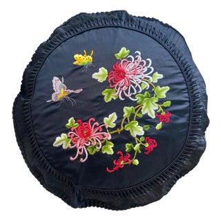 Custom Embroidered Butterfly Garden Pillow For Sale