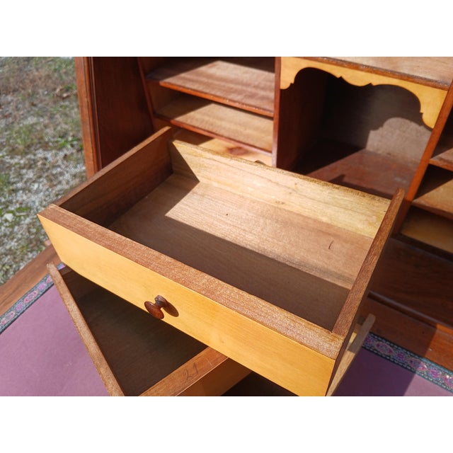 Antique Walnut Victorian Ladies Slanted Drop Front Desk With Working Locks and Keys 1870s For Sale In Cleveland - Image 6 of 17