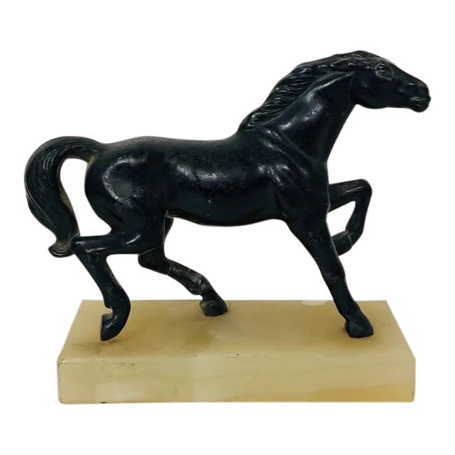 Early 1900s Spelter Horse Figure With Marble Base For Sale