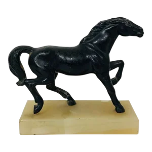 Early 1900s Spelter Horse Figure With Marble Base