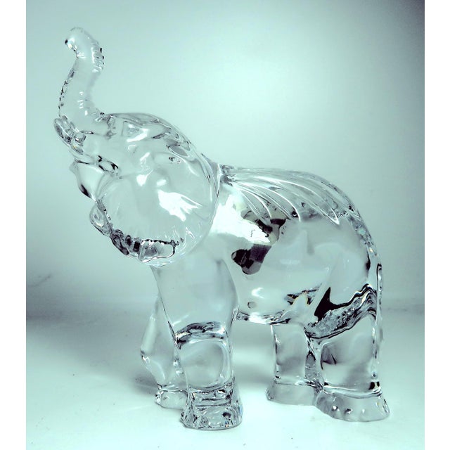 1990s Waterford (Ireland) - Beautiful Solid Crystal Elephant With Trunk Up - 7 Inches Tall. For Sale - Image 5 of 9