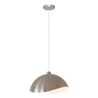 Luna Bella Pendant, Satin Nickel/White-Luna Bella Leaf Shade, Satin Nickel For Sale