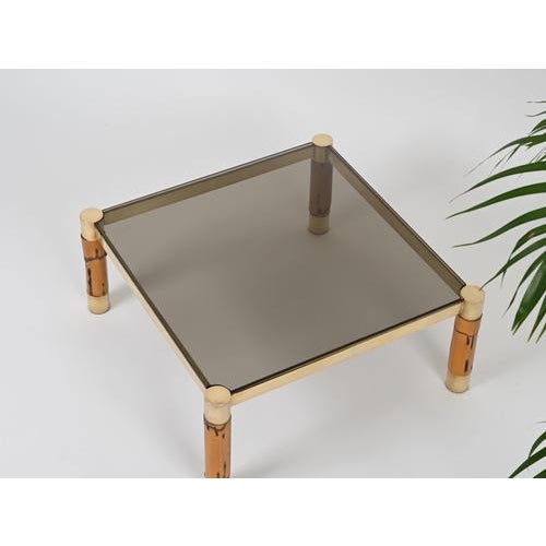 Italian Brass and Bamboo Coffee Table, 1970s For Sale - Image 12 of 14
