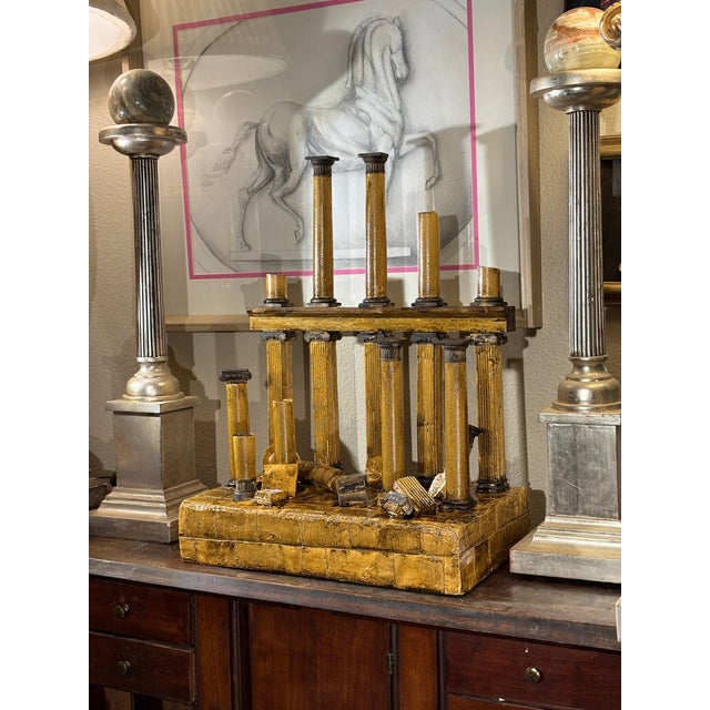 Wood Grand Tour Architectural Capriccio of Classical Ruins Executed in the Italian Neoclassical Manner For Sale - Image 7 of 17