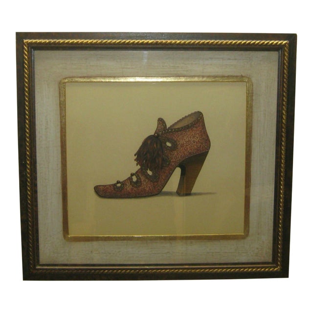 Original Fiona Saunders '19th Century High Heel Tassel Shoe' Painting For Bombay For Sale