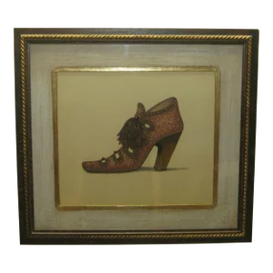 Original Fiona Saunders '19th Century High Heel Tassel Shoe' Painting For Bombay