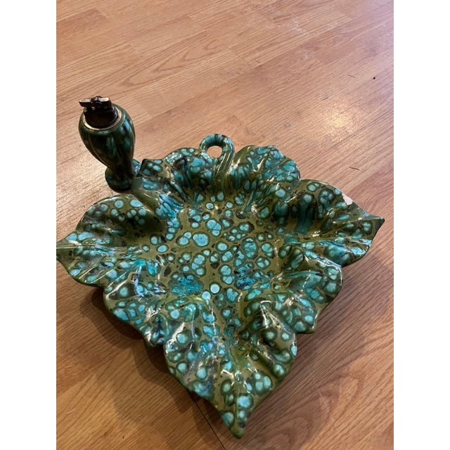 Unique Italian Ceramic Lighter & Ashtray / Catchall Set. Great for your speakeasy/cigar room! Beautiful green & aqua...