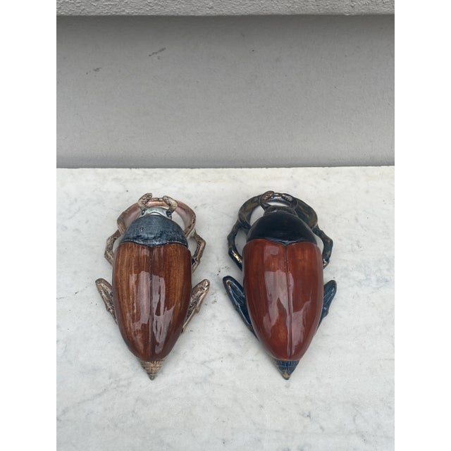 Ceramic Majolica Insect Wall Pocket Fives Lille, Circa 1890 For Sale - Image 7 of 8