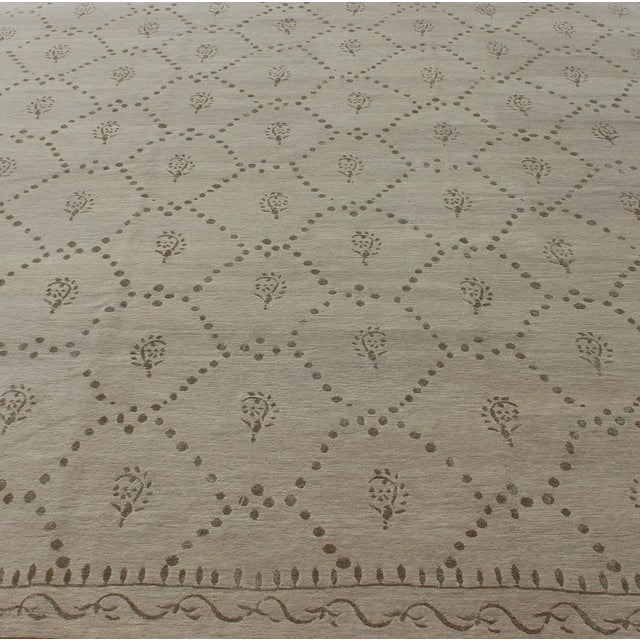 Early 21st Century Wool and Silk Modern Tibetan Tan Rug by Keivan Woven Arts 9'0 X 12'0 For Sale - Image 5 of 13