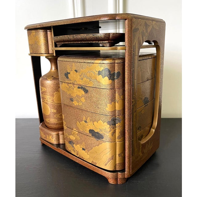 Japanese Maki-e Lacquerware Portable Picnic Set Sagejubako For Sale - Image 11 of 18