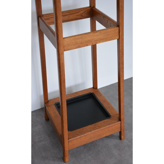 Mid-Century Oak Coat Stand with Umbrella Holders and Drip Tray, 1950 For Sale - Image 15 of 18