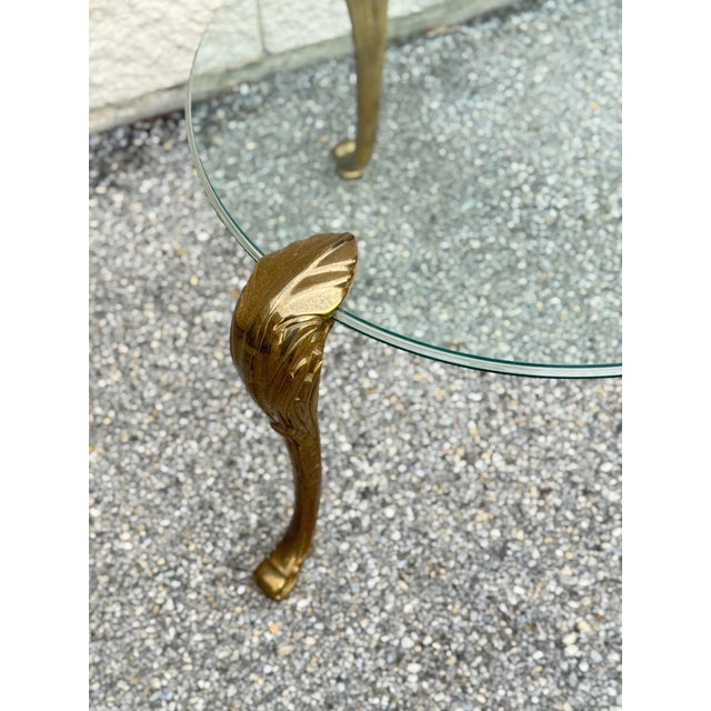Glass 1970s Brass Glit Side Table in the Style of p.e. Guerin For Sale - Image 7 of 8