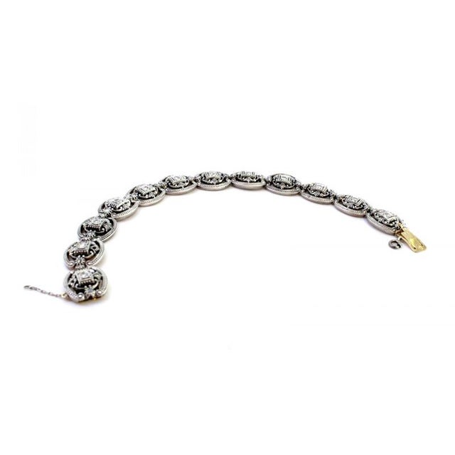 Art Deco 19.2K Gold Bracelet with Diamond Paddle For Sale - Image 5 of 10