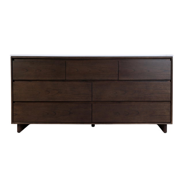 Brown Halmstad 72 in. W Rectangular Wood Double Sink 5 Drawer Bathroom Vanity Set, Walnut For Sale - Image 8 of 11