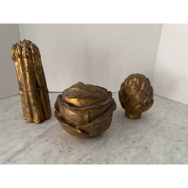 1990s Trio of Gilt Decorative Vegetables For Sale - Image 5 of 6
