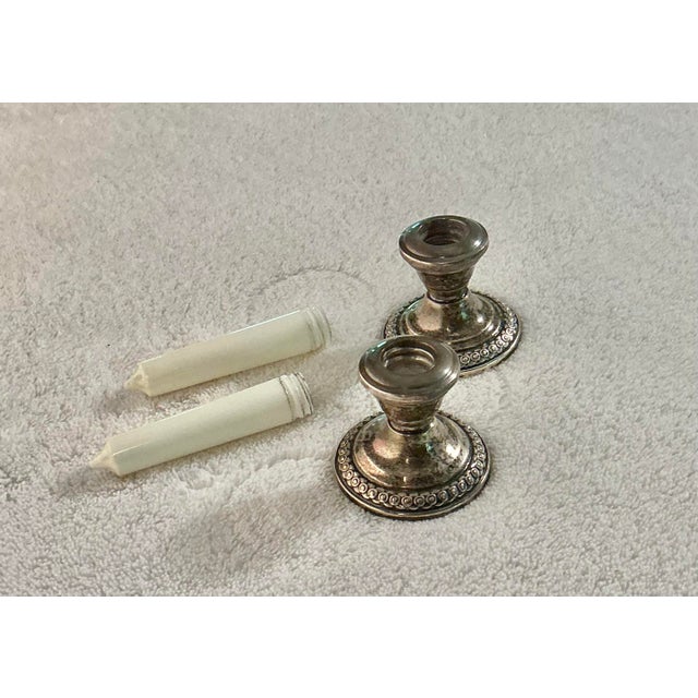 Pair La Pierre Sterling Silver Miniature Candlesticks Salt and Pepper Shakers, a Set For Sale In Greenville, SC - Image 6 of 12