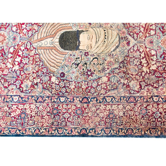 Late 19th Century Persian Lavar Pictorial Karim Khan Zand Rug For Sale - Image 4 of 13