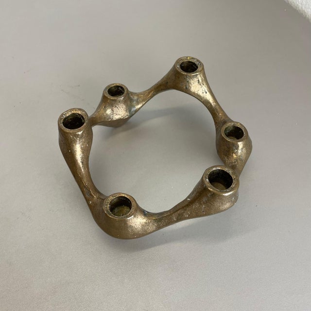 Mid-Century Brutalist Bronze Candleholder attributed to Michael Harjes, Germany, 1960s For Sale - Image 6 of 18