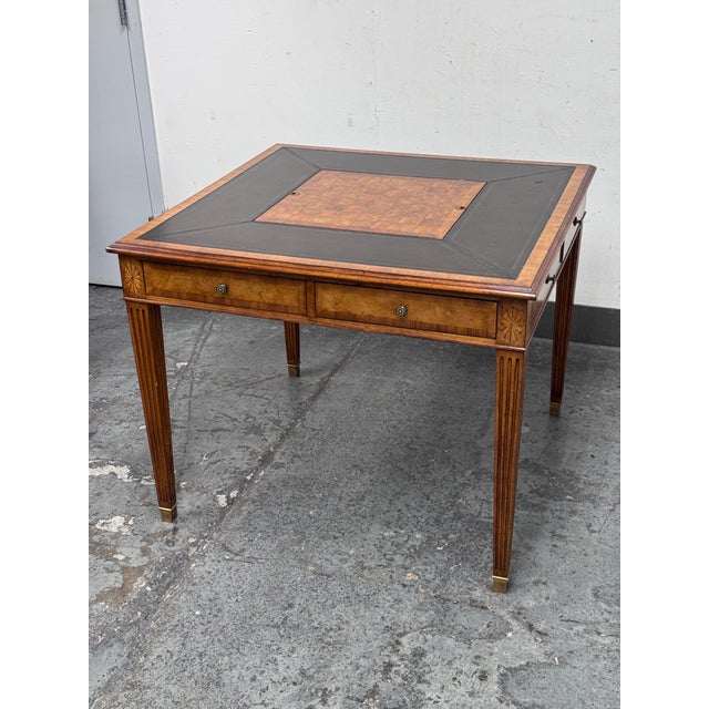 Scarborough House Leather Top Crotch Mahogany Game Table For Sale - Image 9 of 12