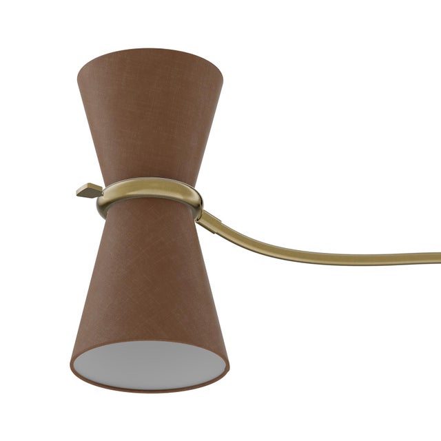 Mid-Century Modern Regina Andrew Gable Linear Chandelier, Antique Natural Brass with Russet Shade For Sale - Image 3 of 6