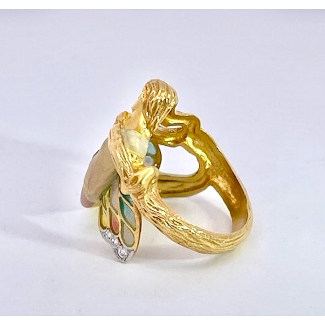 1980s Masreira Mermaid Enamel Ring 18k, Size 6 For Sale - Image 12 of 12