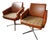 DDR Swivel Armchairs in Brown Faux Leather and Checkered Seat, 1970s, Set of 2 For Sale