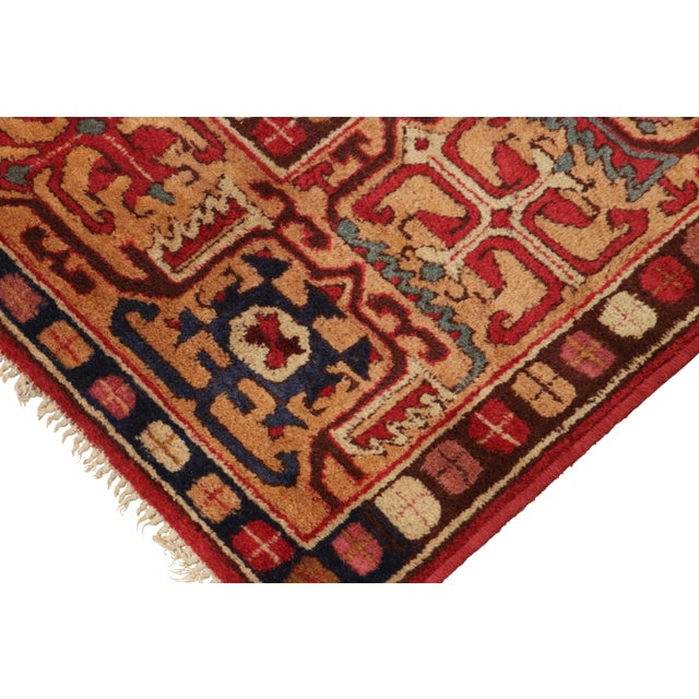 Antique Tetex Hooked Rug, Red With Geometric Patterns - Rug & Kilim For Sale In New York - Image 6 of 8