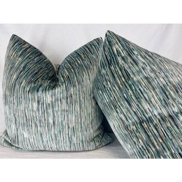 Transitional Gp & J Baker "Salvador" in Sea Foam 22" Pillows-A Pair For Sale - Image 3 of 3