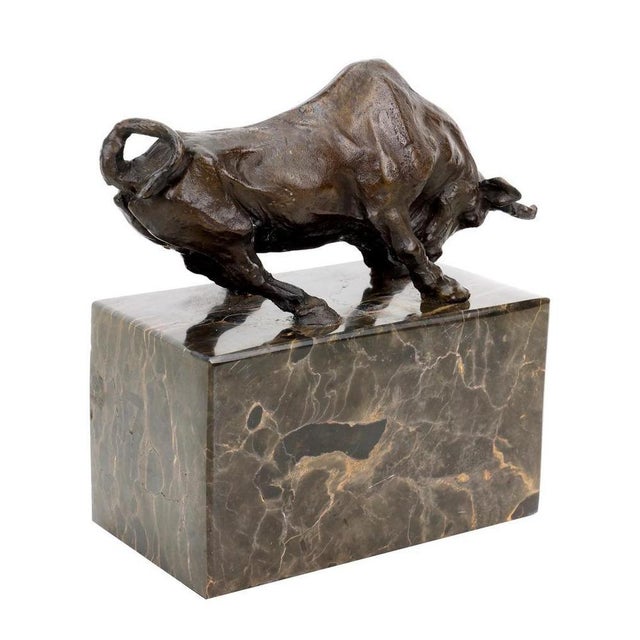 Art Deco Style Brown Patinated Bronze Bull Sculpture For Sale - Image 6 of 8