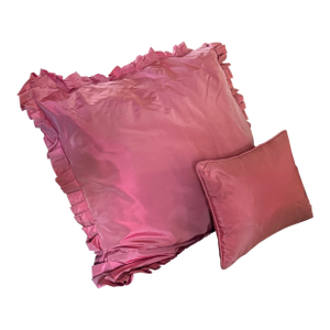 Silk Taffeta European Square in Rose With Coordinating Smaller Pillow