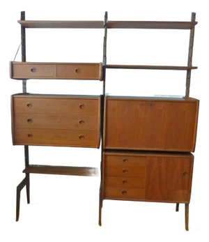 1960s Vintage Ergo 3 Bay Freestanding Teak Modular Shelving Unit Blindheim Møbelfabrik Norway John Texmon Designer