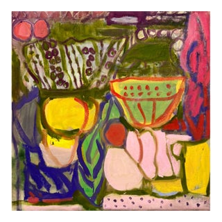Contemporary Abstract Oil on Canvas "Coming Over for Breakfast" by Petra Schott For Sale