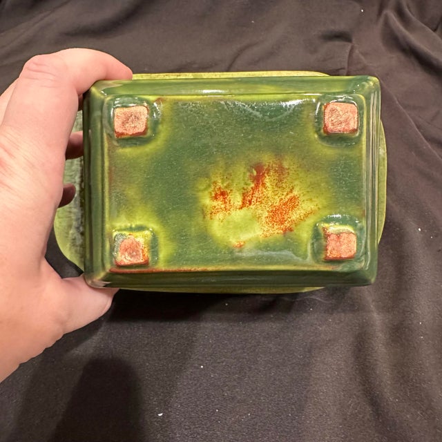 Vintage Drip Glaze Planter Rectangle Wide Rim 8x5" For Sale - Image 4 of 10