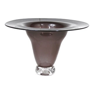 MCM Style Amethyst Crystal Glass Footed Vase With Wide Rim For Sale
