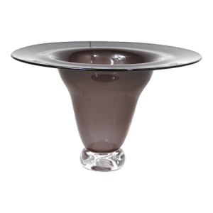MCM Style Amethyst Crystal Glass Footed Vase With Wide Rim