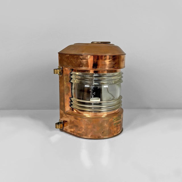 Mid-Century Modern German Naval Navigation Lantern in Copper with Fresnel Lens, 1950s For Sale - Image 3 of 15