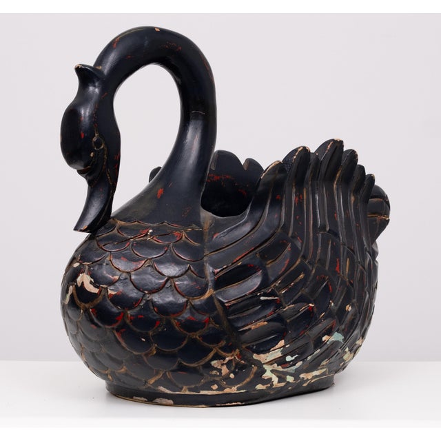 Large Mid-Century Black Wooden Swan, 1960s For Sale - Image 13 of 13