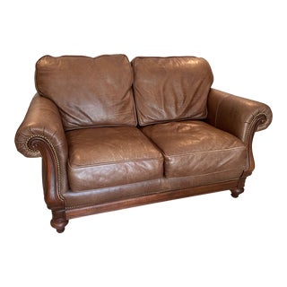 Bradington Young Warner Stationary 8-Way Tie Leather Sofa For Sale