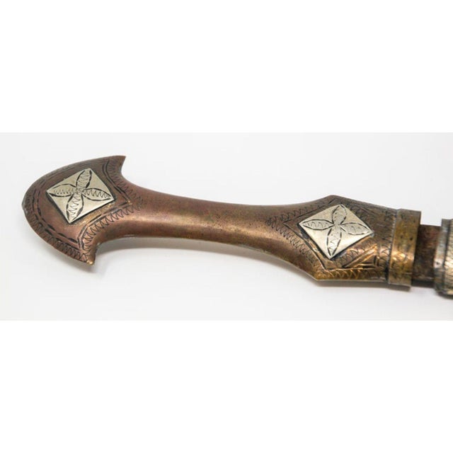 Moroccan Moroccan Dagger Brass and Silver Decorative Collector Khoumya For Sale - Image 3 of 18